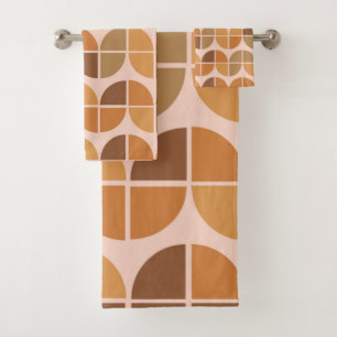 Conjunto De Toalhas Mid Century Modern Pattern orange brown