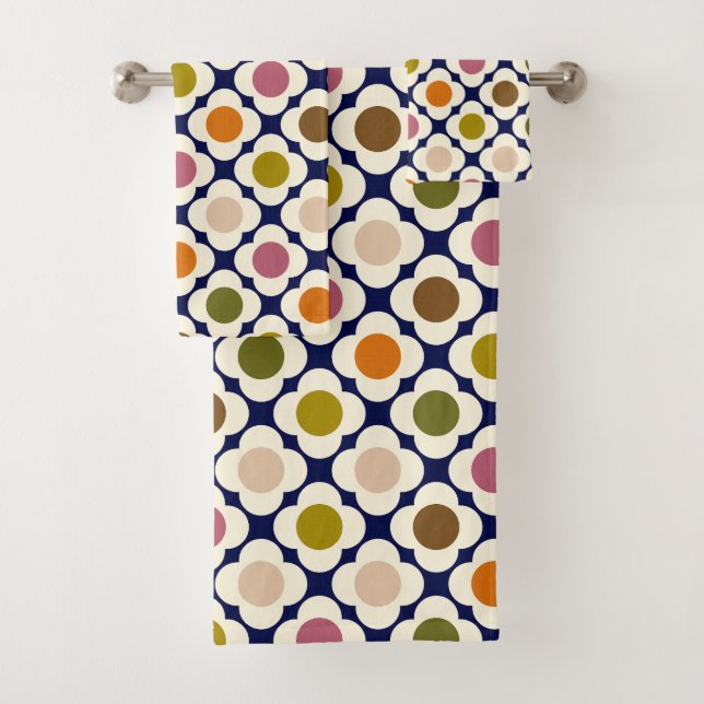 Conjunto De Toalhas  Mid Century Modern | Retro Pop Flower Mosaic (Insitu)