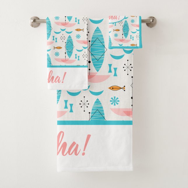 Conjunto De Toalhas Mid Century Pink Catamaran (Insitu)