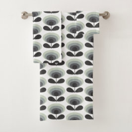 Conjunto De Toalhas Mid Century Scandinavian Modern Retro Flower Bloom