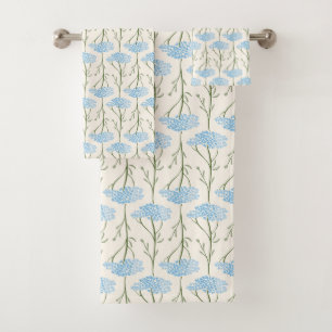 Conjunto De Toalhas Milfólio de Prado Rústico Flor Silvestre Botânica