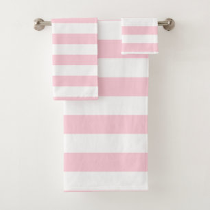 Conjunto De Toalhas Milhares de Pink e White Stripes