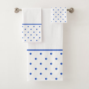 Conjunto De Toalhas Mini Bolinhas Azuis de Aquarela