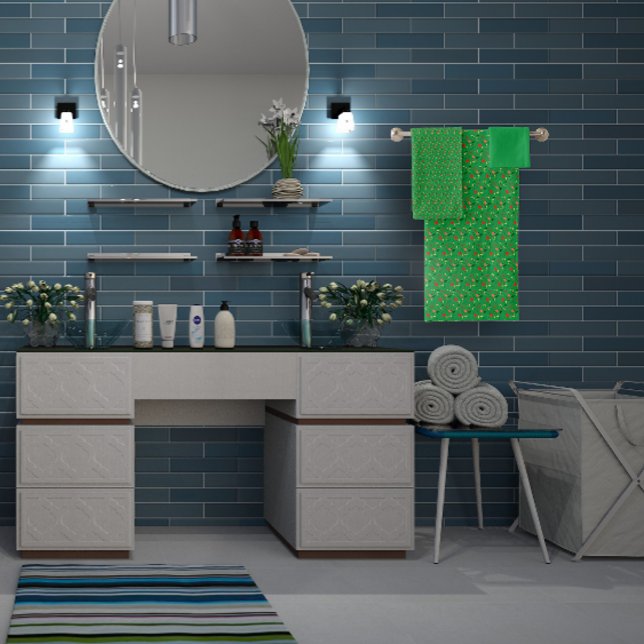 Conjunto De Toalhas Mini flor selvagem verde padrão (Criador carregado)