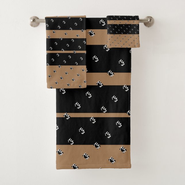 Conjunto De Toalhas Mini Geo Black Brown Stripes (Insitu)