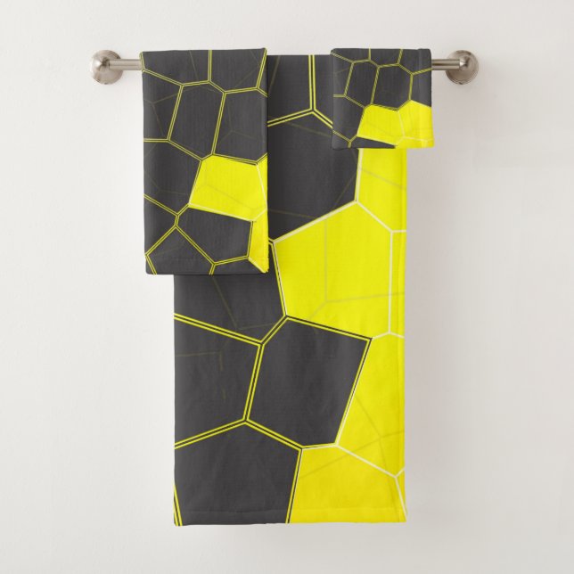 Conjunto De Toalhas Mínimalismo Abstrato Art Amarelo Cinzas Células Br (Insitu)