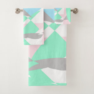 Conjunto De Toalhas Minimalismo Arte Abstrata Pastel Cinza Turquesa Ro