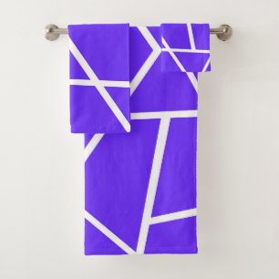 Conjunto De Toalhas Minimalismo branco roxo abstrato-Art Lavanda azul