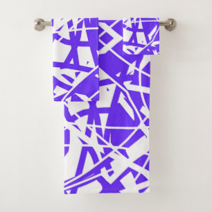 Conjunto De Toalhas Minimalismo branco roxo abstrato-Art Lavanda azul
