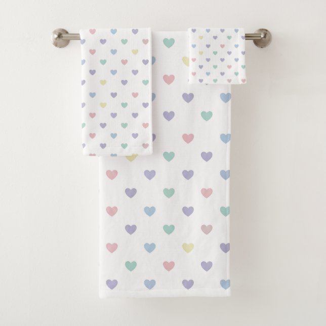 Conjunto De Toalhas Minimalist Soft Pastel Heart Pattern   (Insitu)