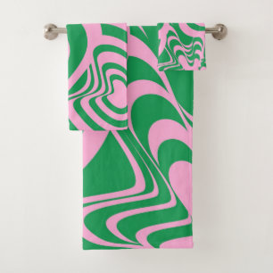 Conjunto De Toalhas Mínimo Moderno do Mármore Rosa Verde abstrato