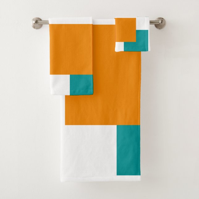 Conjunto De Toalhas Mínimos quadrados de Teal e Tangarina (Insitu)