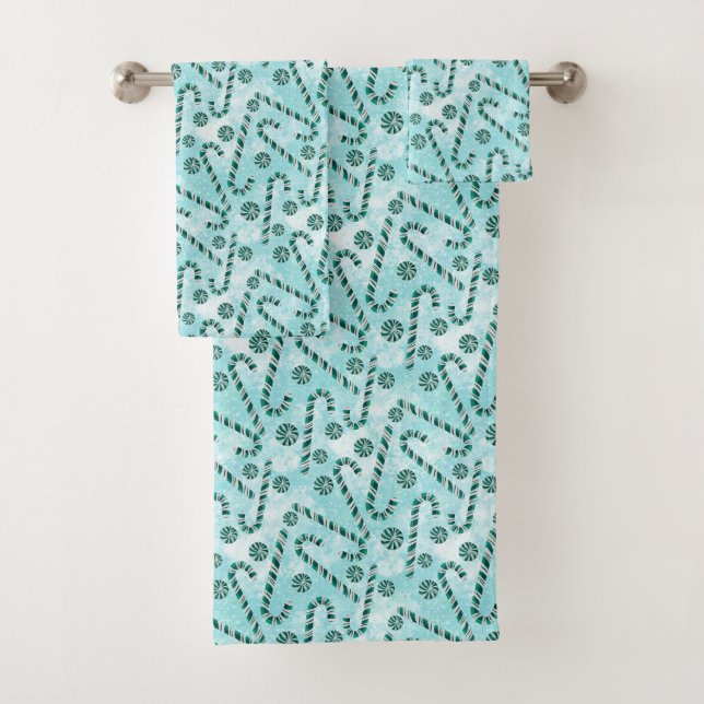 Conjunto De Toalhas Mint Candy Cane Christmas Mint Candy Cane Christma (Insitu)