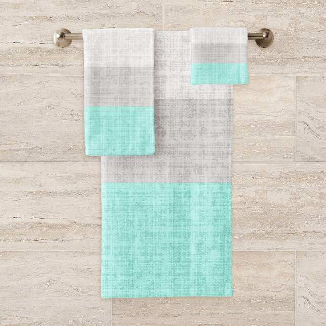 Conjunto De Toalhas Mint Green e Cinza Crosshatch Pattern (Criador carregado)