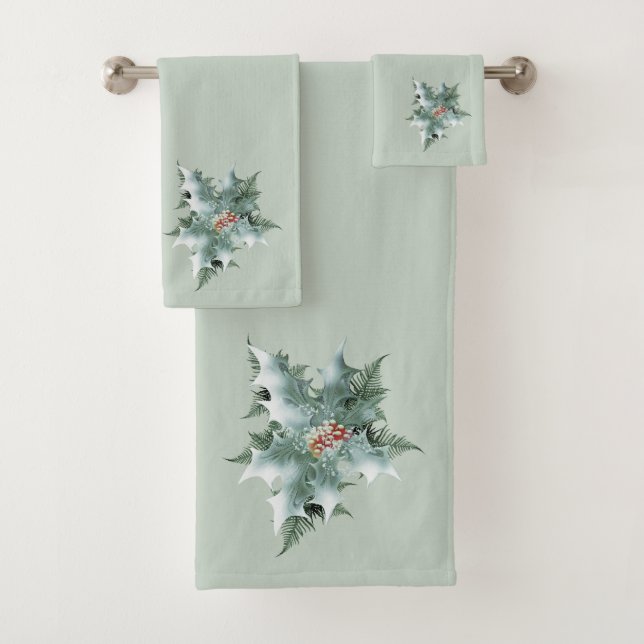Conjunto De Toalhas Mint Green Holly em Mint Green (Insitu)