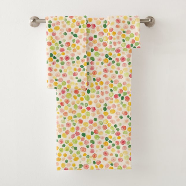 Conjunto De Toalhas Mint Pink Yellow Green Fruity Dots  (Insitu)