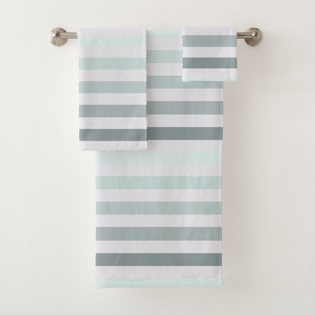 Conjunto De Toalhas Mint Stripes Ombre (Insitu)