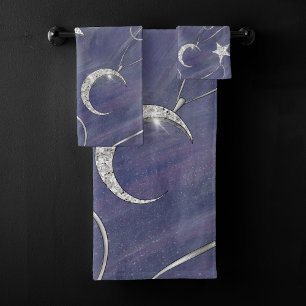 Conjunto De Toalhas Mística Encantadora Estrelas de Lua prateada Amu