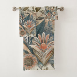 Conjunto De Toalhas Mistura boêmica de chá, magenta, flores roxas