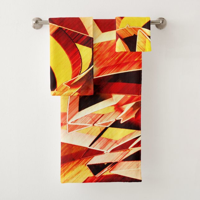 Conjunto De Toalhas Mistura de amarelinho com vermelho escuro, forte l (Insitu)