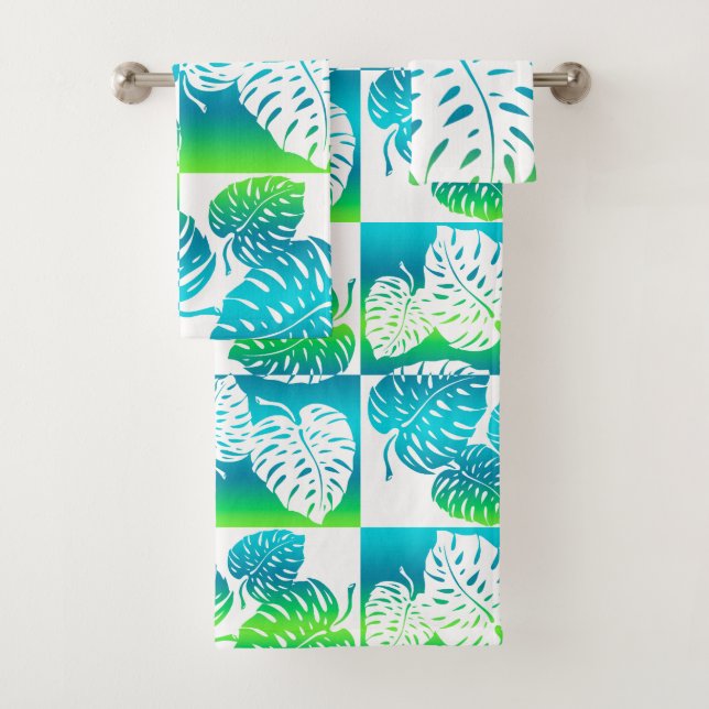 Conjunto De Toalhas Mistura Tropical Havaiana Makua Monstera (Insitu)