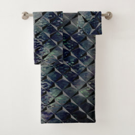 Conjunto De Toalhas Misturando quadrados 3D com "vidro fumado" esverde