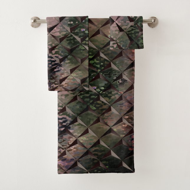 Conjunto De Toalhas Misturar quadrados 3D com vidro martelado de fundo (Insitu)