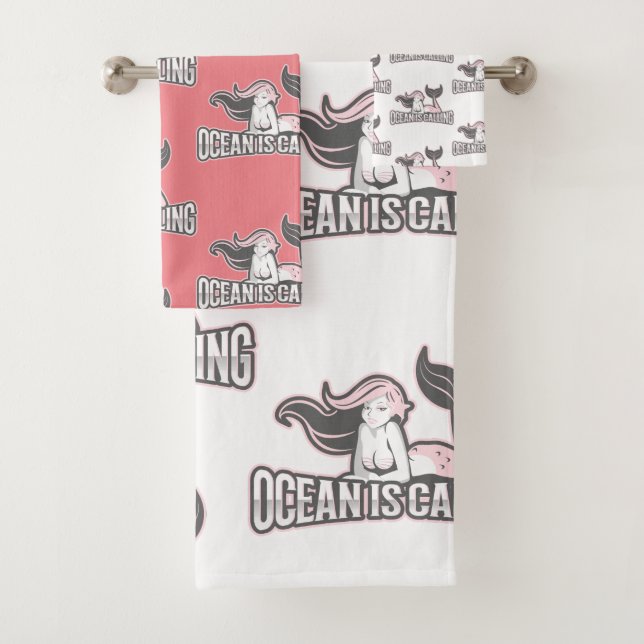 Conjunto De Toalhas Moça Sereia, Festa de Tripulação Rosa (Insitu)