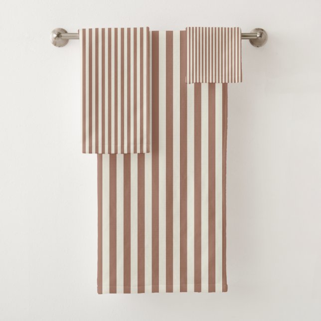 Conjunto De Toalhas Mocha Mousse Cannoli Cream Padrão de Stripe Vertic (Insitu)