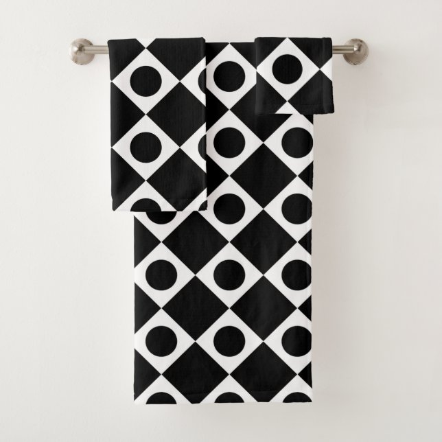 Conjunto De Toalhas Mod Retro 60's Black (Insitu)
