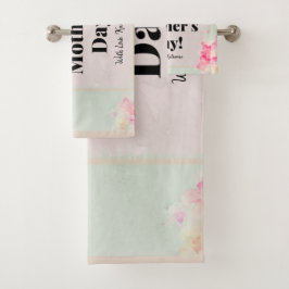 Conjunto De Toalhas Modelo de Mãe Verde Cor-de-Rosa Elegante