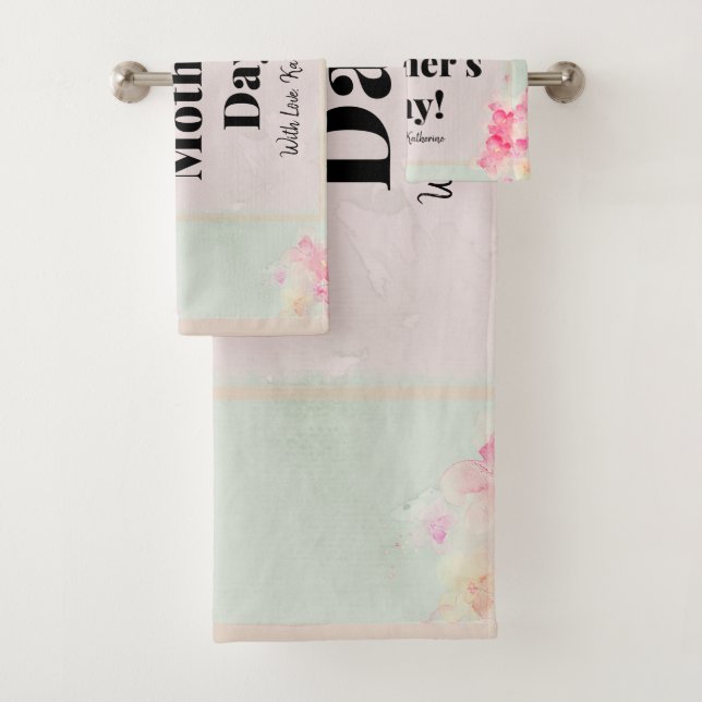 Conjunto De Toalhas Modelo de Mãe Verde Cor-de-Rosa Elegante (Insitu)