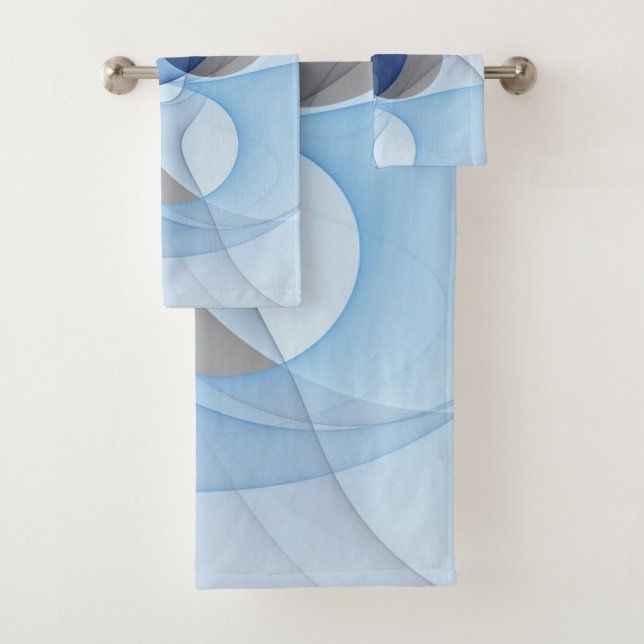 Conjunto De Toalhas Modern Abstract Blue Gray Fractal Art Graphic (Insitu)