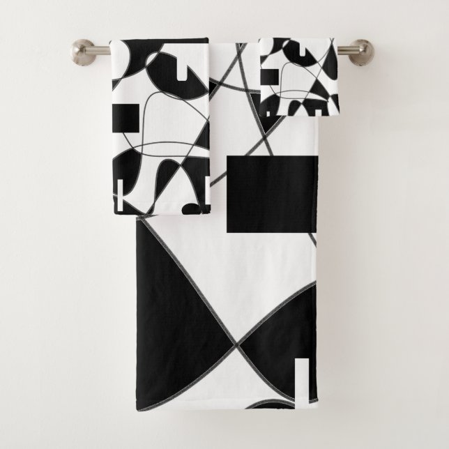 Conjunto De Toalhas Modern abstract Geometric black and white king (Insitu)