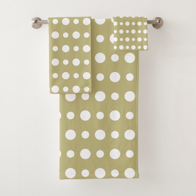 Conjunto De Toalhas Modern Abstract White Polka Dots on Beige (Insitu)