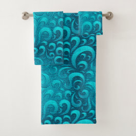 Conjunto De Toalhas Modern Aqua Blue Trendy