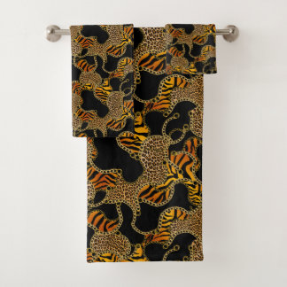 Conjunto De Toalhas Modern Baroque Glam Animal Print With Chains
