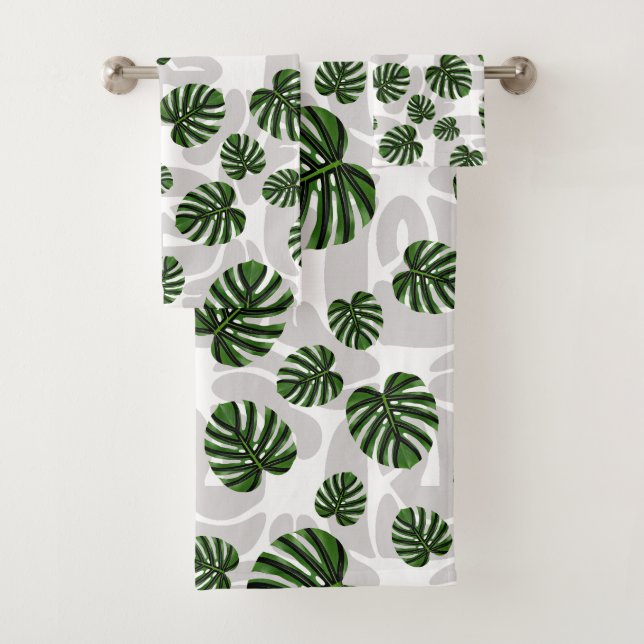 Conjunto De Toalhas Modern Boho Botanical Leaves Pattern (Insitu)