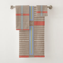 Conjunto De Toalhas Modern Boho Etnic Geométrico Multi Khaki