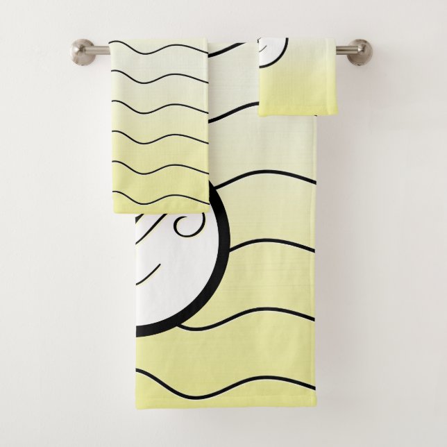 Conjunto De Toalhas Modern Citrus Buttermint Yellow Black Initial (Insitu)