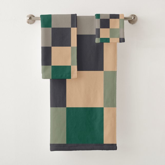 Conjunto De Toalhas Modern Color Checks Checkerboard (Insitu)