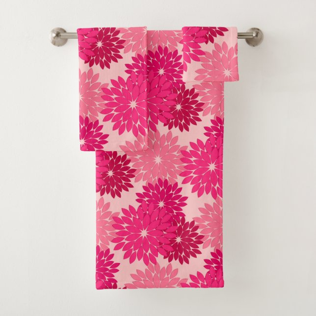 Conjunto De Toalhas Modern Floral Kimono Impressão, cor-de-rosa (Insitu)