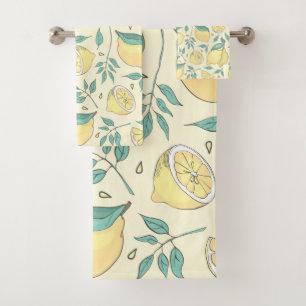 Conjunto De Toalhas Modern Lemon Citrus Summer Personalizado