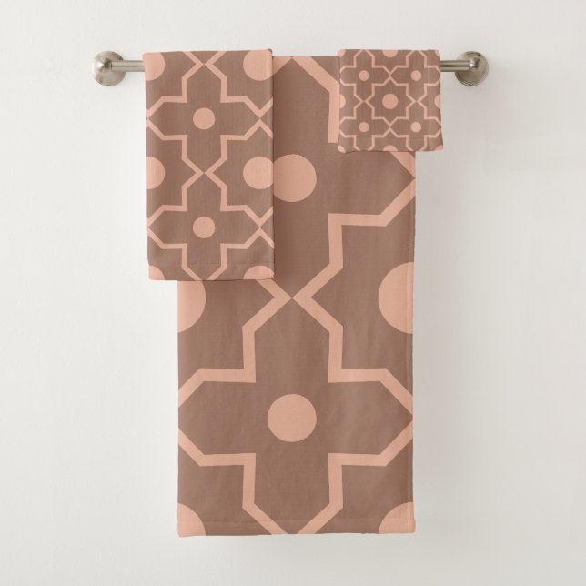 Conjunto De Toalhas Modern Mocha Mousse Forma Geométrica Rosa Dusty (Insitu)