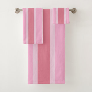 Conjunto De Toalhas Modern striped bath towel set in dark light pink