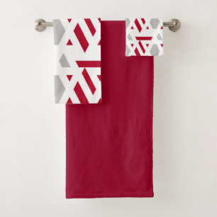 Conjunto De Toalhas Moderno, abstrato, branco, vermelho, cinza leve