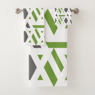 Conjunto De Toalhas Moderno, abstrato, cinza, verde-oliva, branco