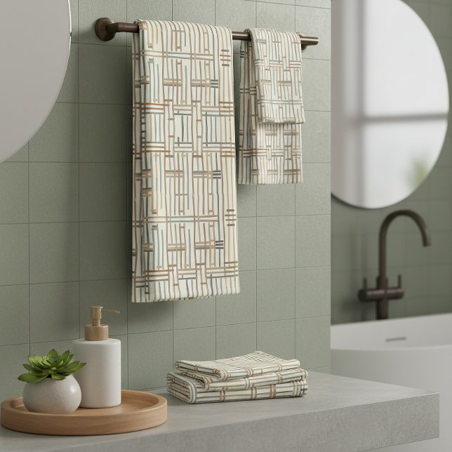 Conjunto De Toalhas Moderno Boho Geométrico Linear ID1276 (Criador carregado)