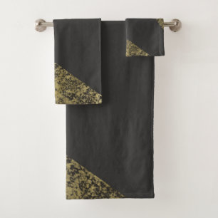 Conjunto De Toalhas Moderno Chic Dourado e Cinza