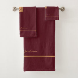 Conjunto De Toalhas Moderno garnet elegante chic monogramado listras